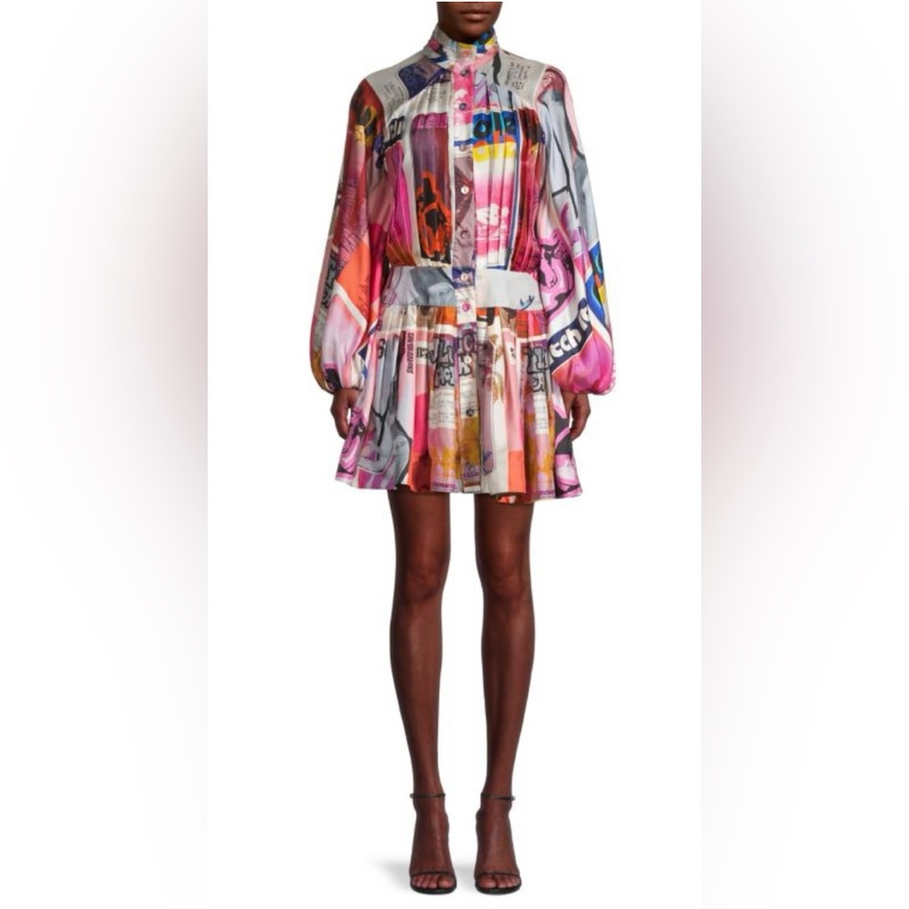 ZIMMERMANN Wavelength Pleated Silk Dress - Size 4